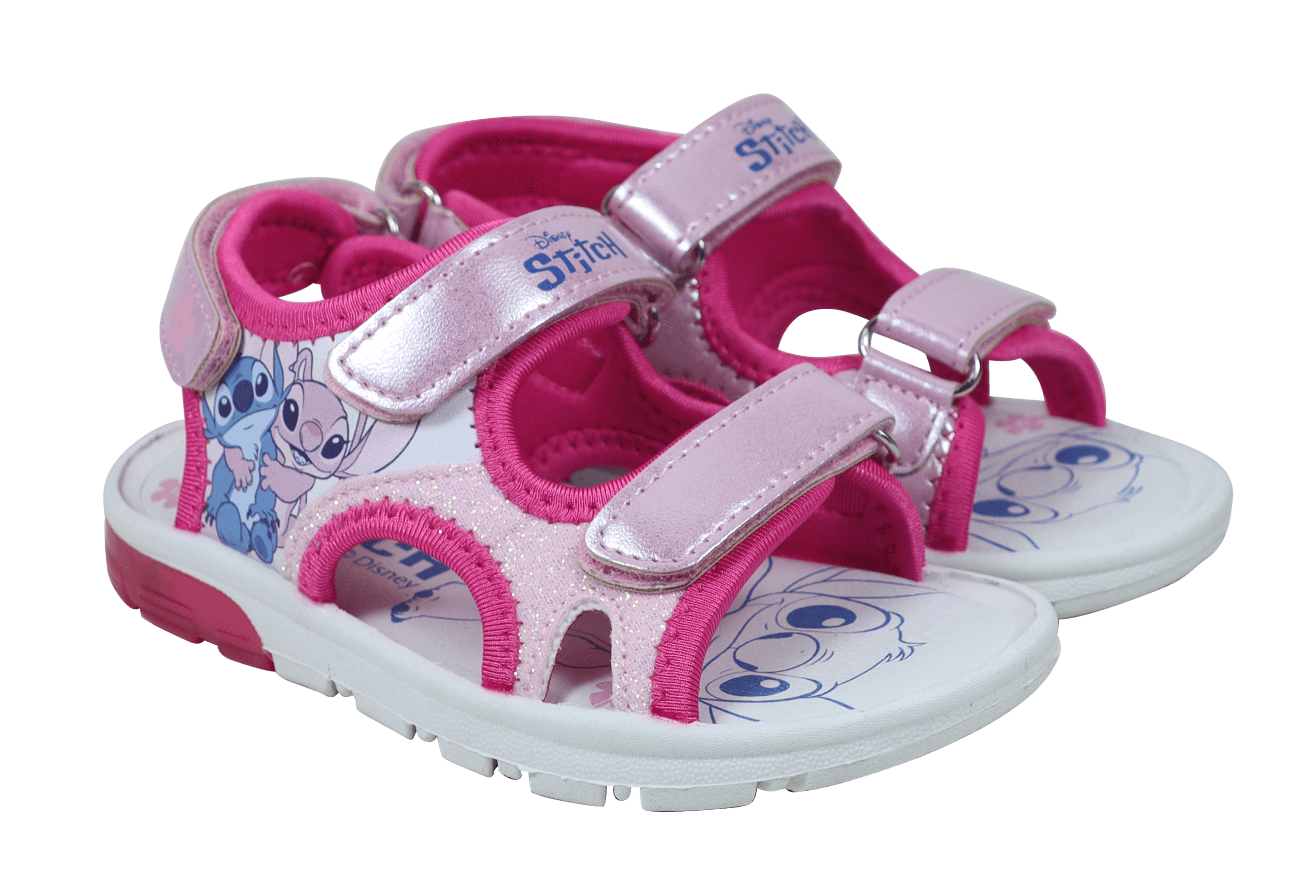 Disney Ανατομικό Παιδικό Πέδιλο Για Κορίτσι Ρόζ Stitch&Angel Με Φωτάκια - Image 2
