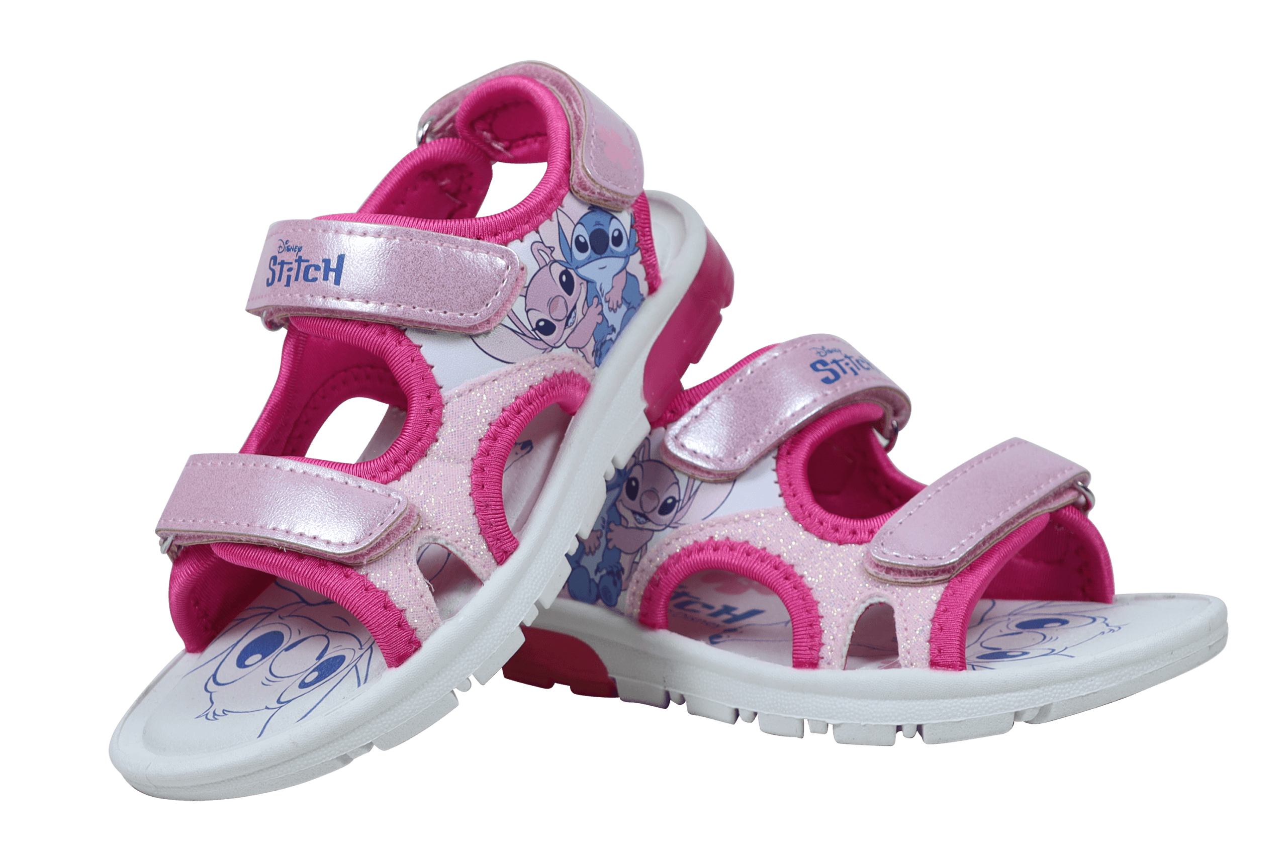 Disney Ανατομικό Παιδικό Πέδιλο Για Κορίτσι Ρόζ Stitch&Angel Με Φωτάκια - Image 3