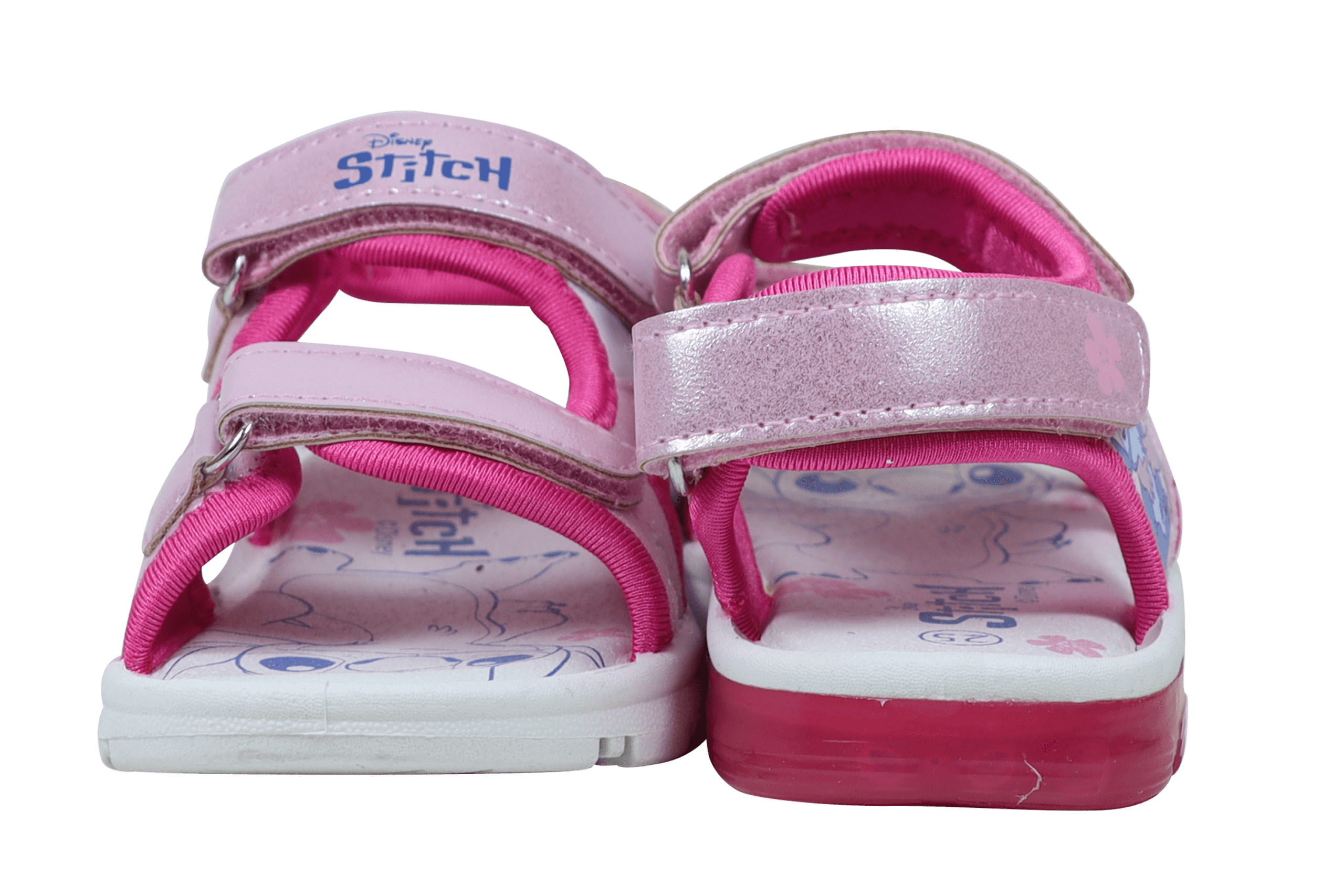 Disney Ανατομικό Παιδικό Πέδιλο Για Κορίτσι Ρόζ Stitch&Angel Με Φωτάκια - Image 4
