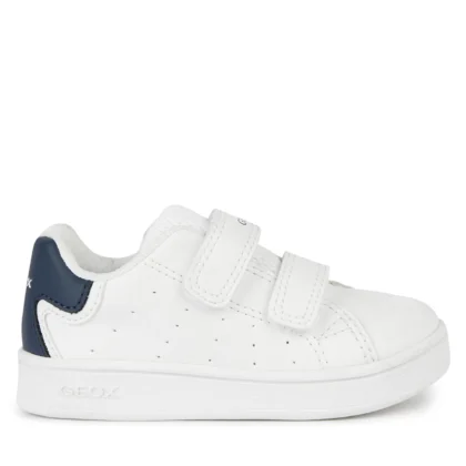 Geox Παιδικά Ανατομικά Sneaker Για Αγόρι Λευκό Μπλέ