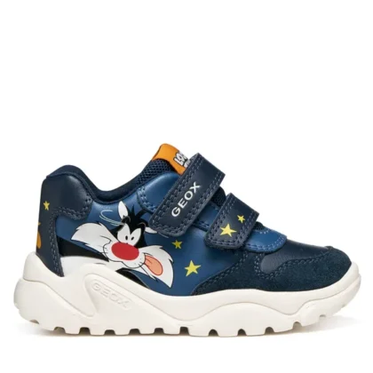 Geox Παιδικά Ανατομικά Αθλητικά Για Αγόρι Looney Tunes Sylvester & Tweety Μπλέ