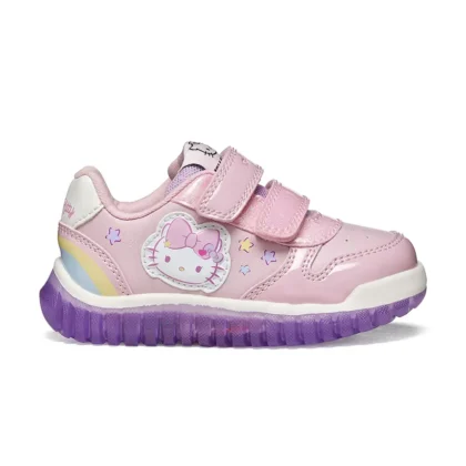 Geox Παιδικά Ανατομικά Αθλητικά Για Κορίτσι Hello Kitty Με Φωτάκια Ροζ