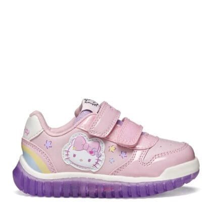Geox Παιδικά Ανατομικά Αθλητικά Για Κορίτσι Hello Kitty Με Φωτάκια Ροζ