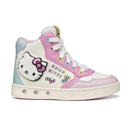 Geox Παιδικά Ανατομικά Μποτάκια Για Κορίτσι Hello Kitty Ρόζ Με Φωτάκια