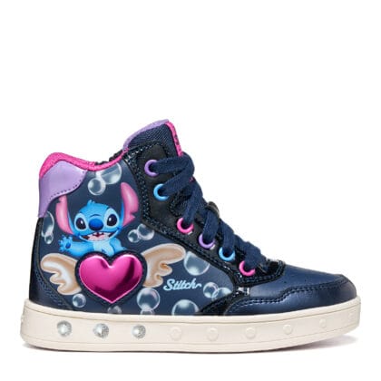 Geox Παιδικά Ανατομικά Μποτάκια Για Κορίτσι Stitch Μπλέ Με Φωτάκια