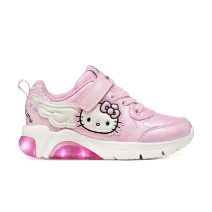 Geox Παιδικά Ανατομικά Αθλητικά Για Κορίτσι Hello Kitty Ρόζ Με Φωτάκια