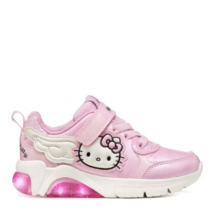 Geox Παιδικά Ανατομικά Αθλητικά Για Κορίτσι Hello Kitty Ρόζ Με Φωτάκια