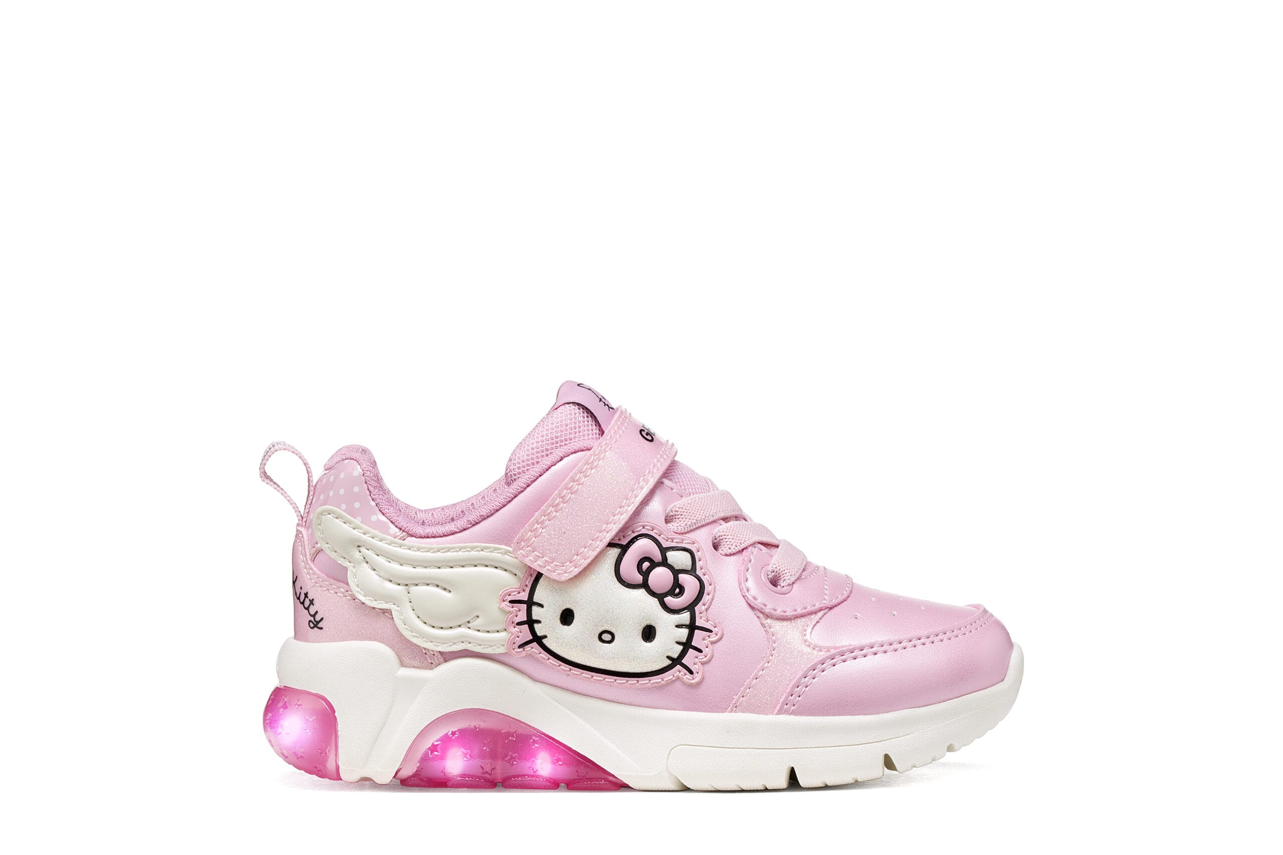 Geox Παιδικά Ανατομικά Αθλητικά Για Κορίτσι Hello Kitty Ρόζ Με Φωτάκια