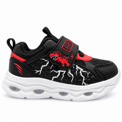 Fila βρεφικά ανατομικά αθλητικά για αγόρι Dino 2 V με φωτάκια και ήχο δεινοσαύρου μαύρο