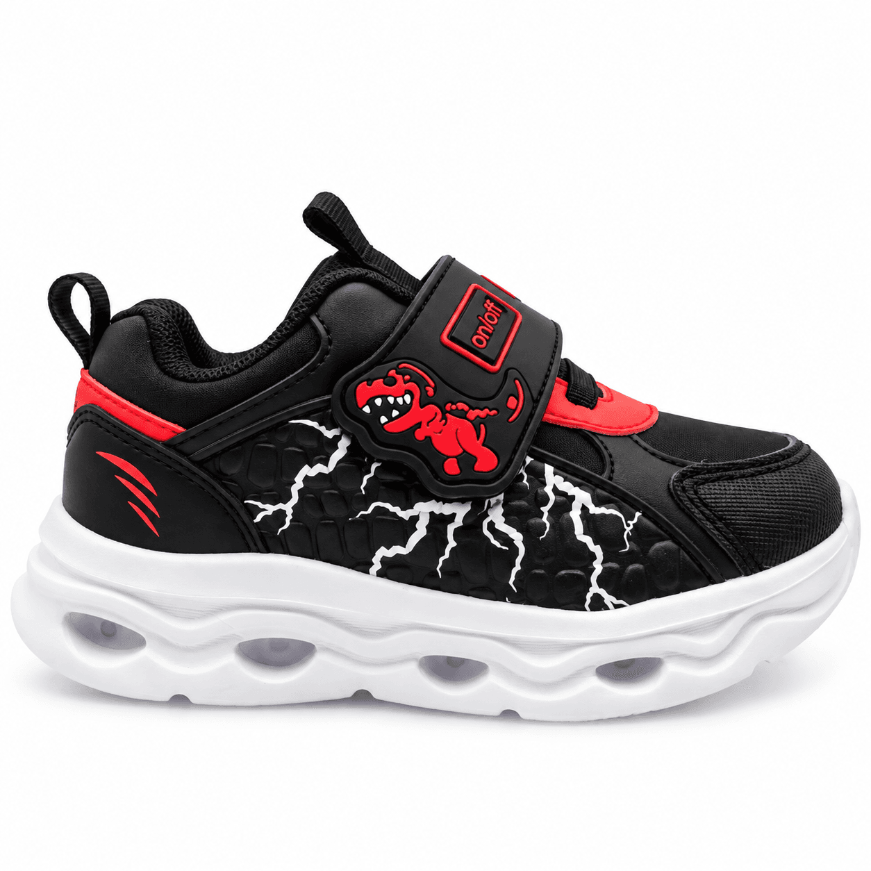 Fila βρεφικά ανατομικά αθλητικά για αγόρι Dino 2 V με φωτάκια και ήχο δεινοσαύρου μαύρο