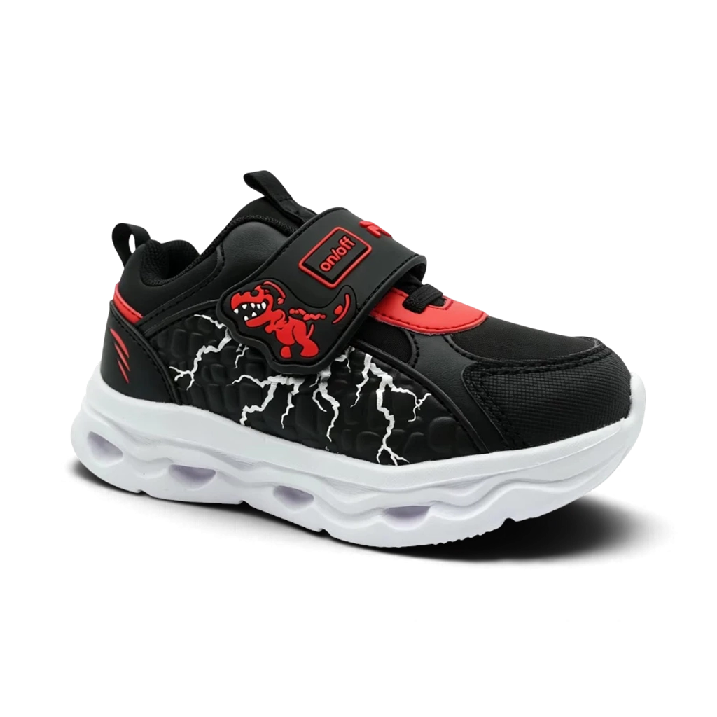 Fila βρεφικά ανατομικά αθλητικά για αγόρι Dino 2 V με φωτάκια και ήχο δεινοσαύρου μαύρο - Image 2