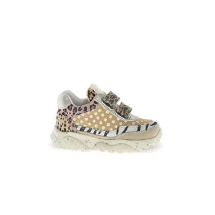 Falcotto παιδικά ανατομικά sneakers για κορίτσι μπέζ animal print