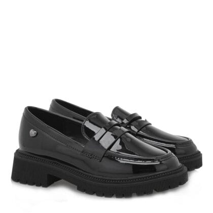 Exe Kids παιδικά ανατομικά Loafers για κορίτσι μαύρο λουστρίνι