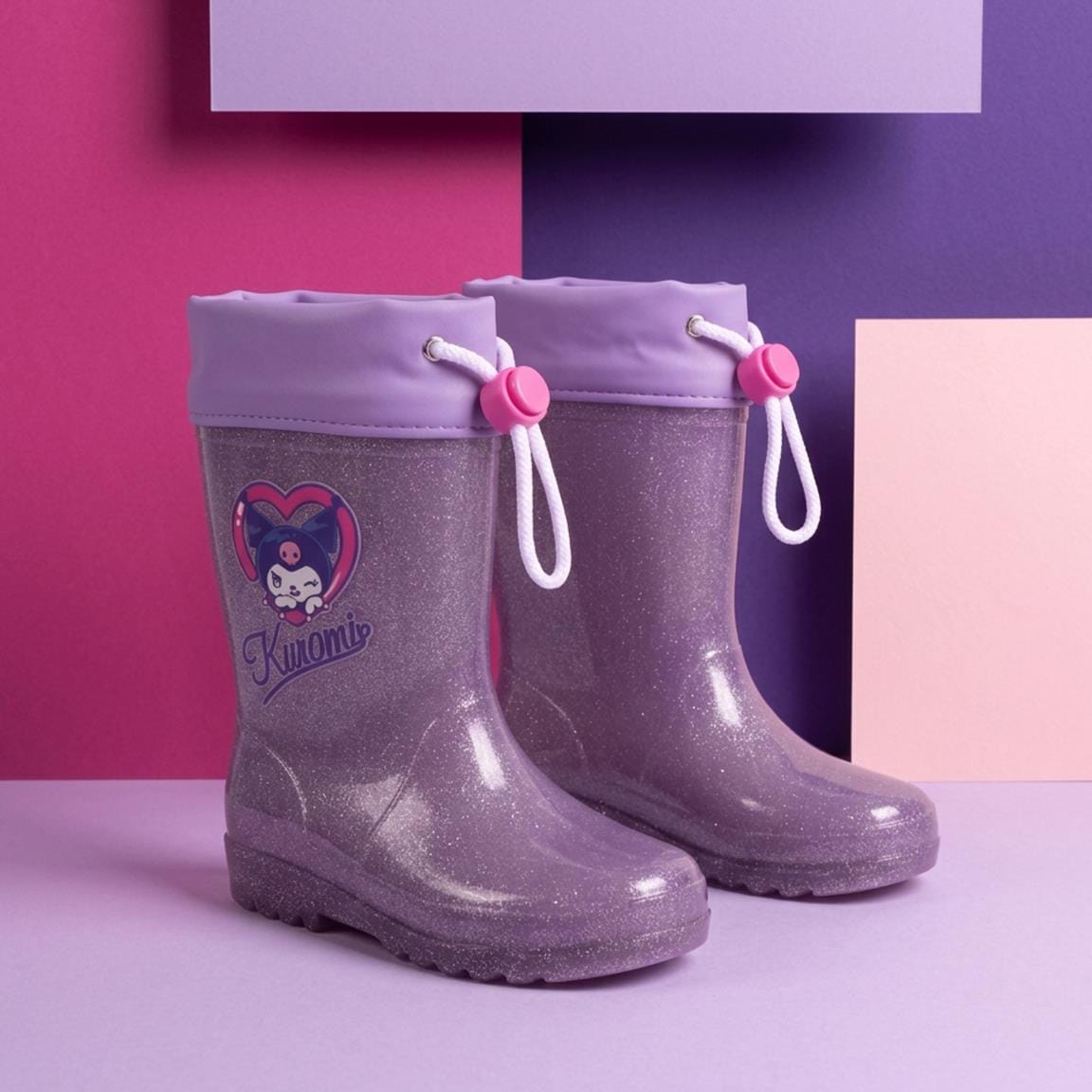 Cerda παιδικές γαλότσες για κορίτσι Kuromi μώβ με glitter - Image 7