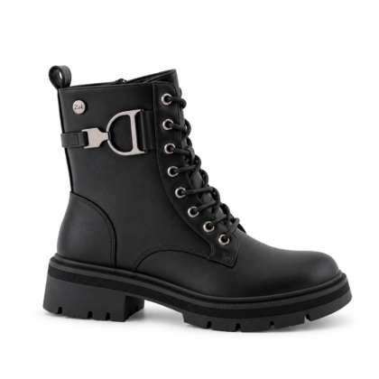 Zak Shoes εφηβικά μποτάκια αρβυλάκια για κορίτσι μαύρα ματ με μεταλλική αγκράφα