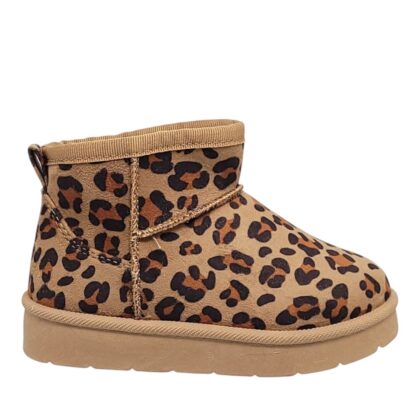 Zak Shoes παιδικά μποτάκια με γουνάκι για κορίτσι λεοπάρ με μπέζ σόλα