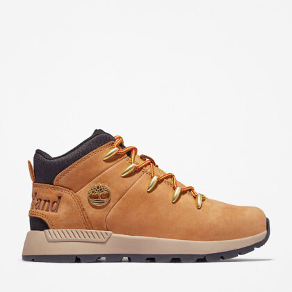 Timberland παιδικά ανατομικά δερμάτινα μποτάκια Sprint Trekker Mid με ελαστικά κορδόνια ταμπά